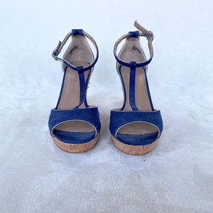 blue corked wedges